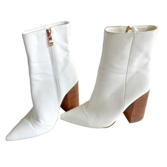 BILLINI TIO WOMENS WHITE ANKLE BOOTS BLOCK HEEL SIZE 7 Princess Polly $85 - Picture 1 of 8